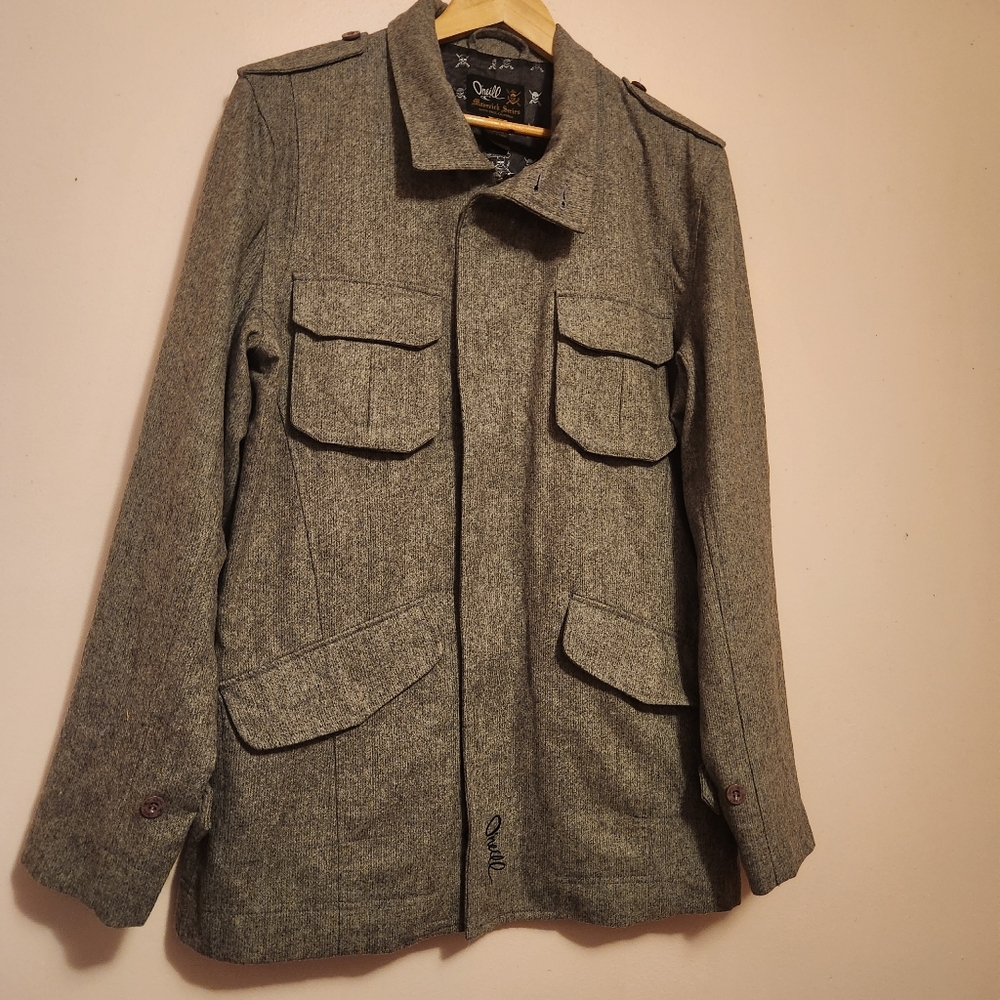 O'Neill Maverick Series Mens Wool Blend Military Field Jacket Coat Gray Size L